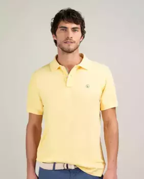 Мужская рубашка-поло с короткими рукавами из пике, окрашенная в готовом виде El Ganso, желтый