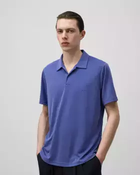 Мужская рубашка поло с короткими рукавами из экологичного модала Adolfo Dominguez, синий