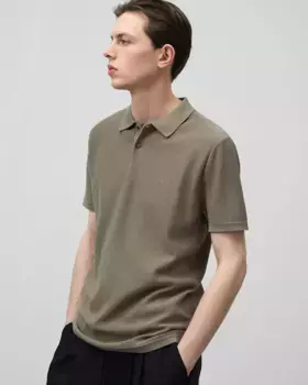 Мужская рубашка-поло с короткими рукавами из структурированного трикотажа Adolfo Dominguez, коричневый