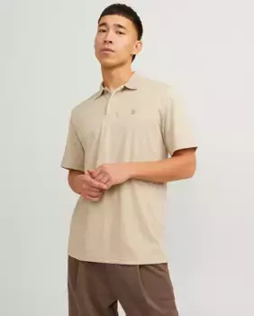 Мужская рубашка-поло с короткими рукавами Jack & Jones, бежевый