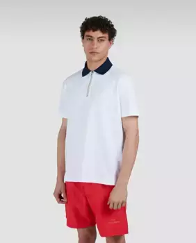 Мужская рубашка поло с короткими рукавами, контрастным воротником и застежкой-молнией Paul & Shark, белый