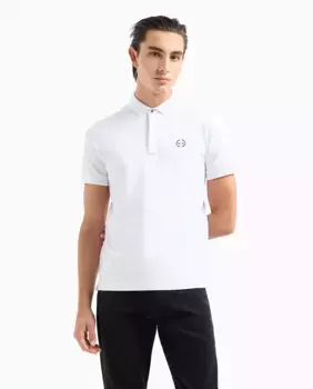 Мужская рубашка-поло с короткими рукавами, облегающего кроя Armani Exchange, белый