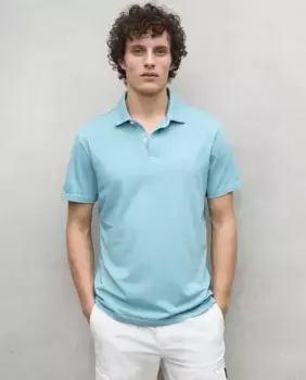 Мужская рубашка поло с короткими рукавами, воротником-стойкой и застежкой на пуговицы Ecoalf, зеленый