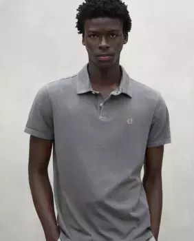 Мужская рубашка поло с короткими рукавами, воротником-стойкой и застежкой на пуговицы Ecoalf, темно-серый