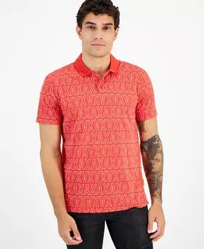 Мужская рубашка-поло с логотипом Armani Exchange, цвет Molten Lava/ White