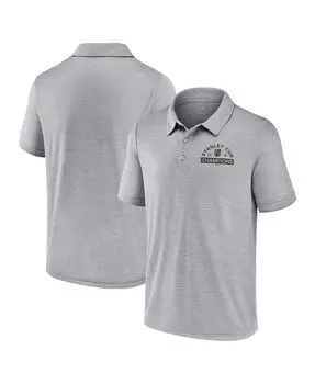 Мужская рубашка-поло с логотипом Heather Grey Vegas Golden Knights Кубка Стэнли Чемпионов 2023 Fanatics