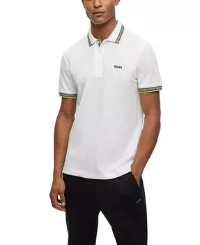 Мужская рубашка-поло с логотипом Hugo Boss, белый