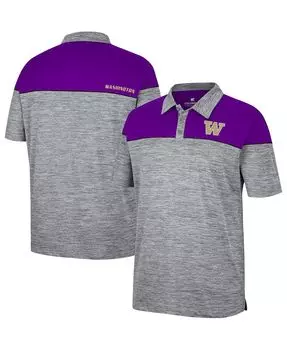Мужская рубашка поло с меланжевым серым и фиолетовым отливом washington huskies birdie Colosseum, мульти