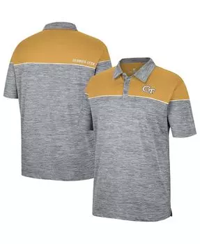 Мужская рубашка-поло с меланжевым серым и золотым жакетом georgia tech yellow jackets birdie Colosseum, мульти