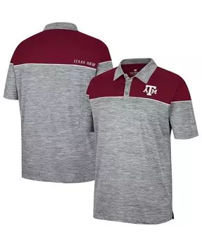 Мужская рубашка поло с меланжевым серым, темно-бордовым texas a&m aggies birdie Colosseum, мульти