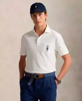 Мужская рубашка поло с нагрудным карманом, стандартный крой Polo Ralph Lauren, белый