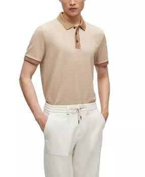 Мужская рубашка поло с оттоманской структурой Hugo Boss, тан/бежевый