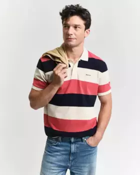 Мужская рубашка поло с полосками пике Gant, белый