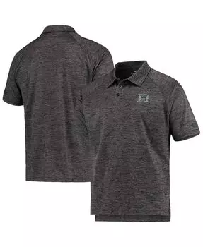 Мужская рубашка поло с принтом hawaii warriors down swing raglan из меланжевой ткани черного цвета Colosseum, мульти