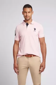 Мужская рубашка поло с рисунком "пике" обычного кроя U.S. Polo Assn, розовый