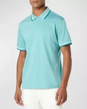 Мужская рубашка поло с тремя пуговицами Bugatchi, цвет Jade