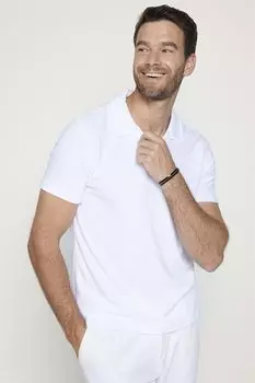 Мужская рубашка поло Slim Fit из махровой ткани, белая футболка TUDORS