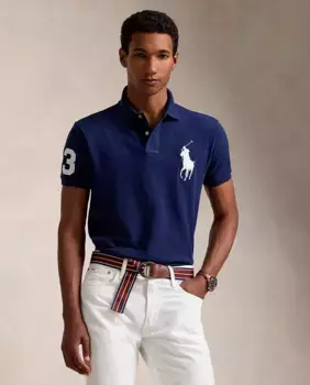 Мужская рубашка-поло стандартного кроя из пике Polo Ralph Lauren, тёмно-синий