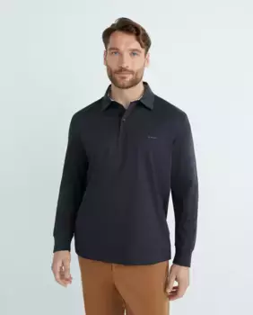 Мужская рубашка поло стандартного кроя с длинным рукавом Gant, чёрный