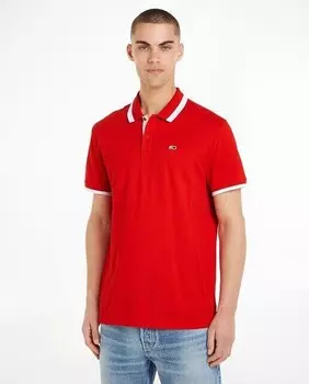 Мужская рубашка-поло стандартного кроя с короткими рукавами Tommy Jeans, красный