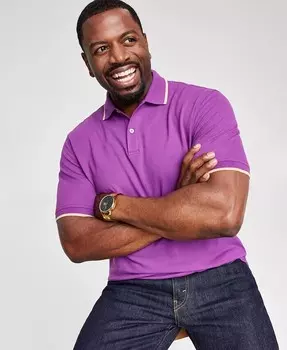 Мужская рубашка-поло стандартного кроя с воротником Club Room, фиолетовый