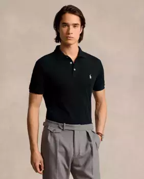 Мужская рубашка-поло стрейч стандартного кроя Polo Ralph Lauren, черный