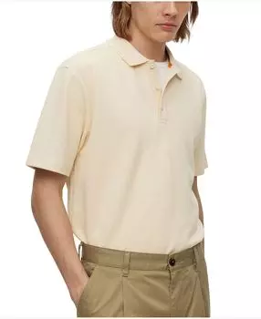 Мужская рубашка-поло свободного кроя из смесового хлопка с вафельной структурой Hugo Boss