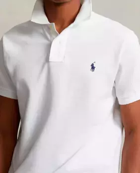 Мужская рубашка-поло узкого кроя из пике Iconic Polo Ralph Lauren, белый