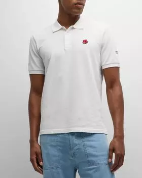 Мужская рубашка поло узкого кроя с цветочным узором боке Kenzo, цвет Egg Shell