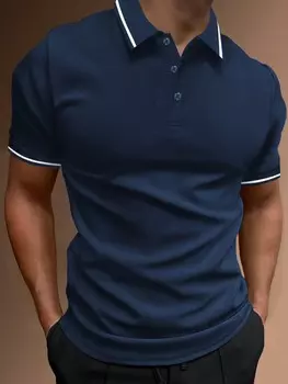 Мужская рубашка поло в одинарную полоску Homme Manfinity, темно-синий