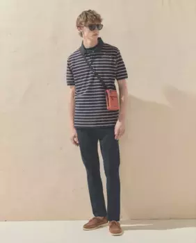 Мужская рубашка-поло в полоску с короткими рукавами Dustin, синий