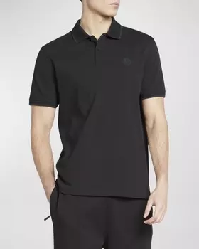 Мужская рубашка поло в тон с резиновой нашивкой Moncler