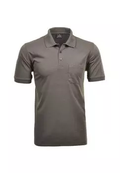 Мужская рубашка-поло - верх, футболка-поло мягкой вязки, смесовый хлопок, нагрудный карман, планка на пуговицах, короткая, однотонная RAGMAN, коричневый