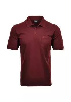Мужская рубашка-поло - верх, футболка-поло мягкой вязки, смесовый хлопок, нагрудный карман, планка на пуговицах, короткая, однотонная RAGMAN, красный