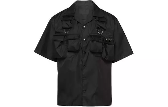 Рубашка мужская Prada с внешними карманами, черный
