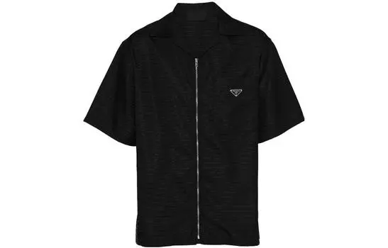 Рубашка мужская Prada Logo на молнии, черный