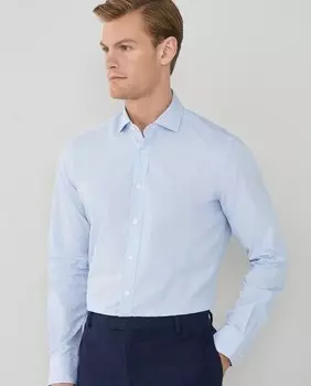 Мужская рубашка приталенного кроя с принтом в полоску Hackett, светло-синий