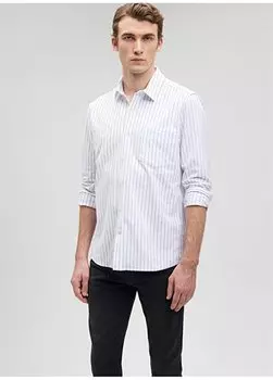 Мужская рубашка приталенного кроя в антрацитовую полоску M0211284-80932_STRAPPED SHIRT Mavi, антрацитовый