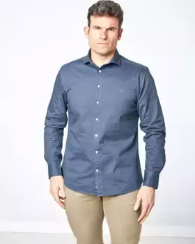 Мужская рубашка прямого кроя из габардина Spagnolo, синий