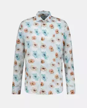 Мужская рубашка прямого кроя из вуали с цветочным узором Miguel Bellido, белый