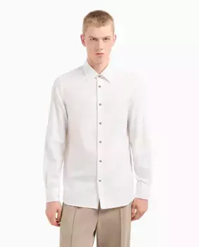 Мужская рубашка прямого кроя с микроузором Emporio Armani, цвет Crudo