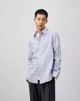 Мужская рубашка прямого кроя с полосками Adolfo Dominguez, синий