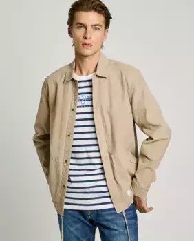 Мужская рубашка прямого кроя с регулируемым подолом Pepe Jeans, бежевый