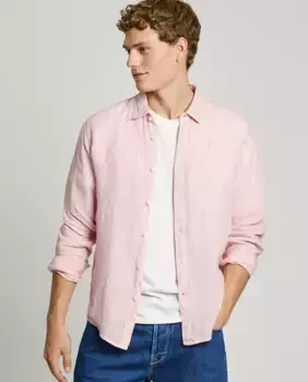 Мужская рубашка прямого кроя с вышитым логотипом Pepe Jeans, розовый