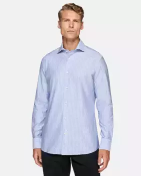 Мужская рубашка прямого кроя в голубую полоску Boggi Milano, голубой
