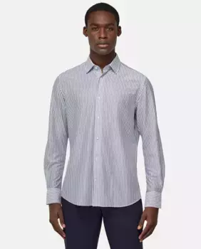 Мужская рубашка прямого кроя в полоску королевского синего цвета Boggi Milano, синий