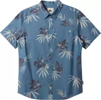 Мужская рубашка Quiksilver Apero Classic с короткими рукавами и карманами, цвет Blue Shadow