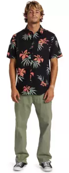 Мужская рубашка Quiksilver Apero Classic с короткими рукавами и карманами, черный