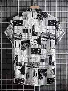 Мужская рубашка RSRT, случайная, с узором цветных блоков, без футболки Manfinity, черный/белый