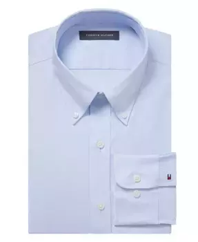 Мужская рубашка-рубашка TH Flex Regular Fit Wrinkle Stretch Pinpoint Oxford, устойчивая к складкам Tommy Hilfiger, синий